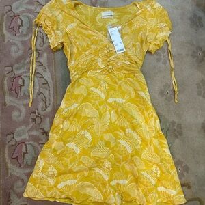 uo yellow floral empire dress